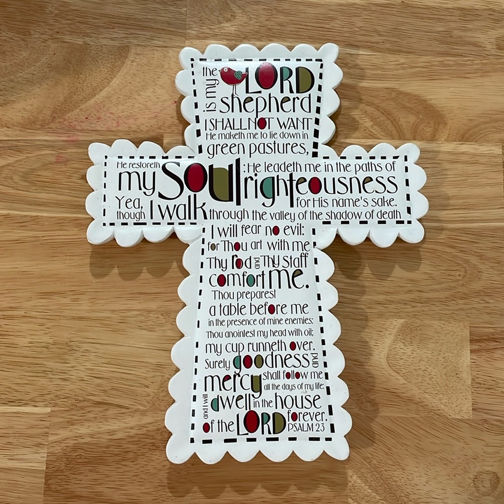 Westland Giftware Amylee Weeks Cross Plaque Psalm 23 Wall Decor 9.5 Inch
